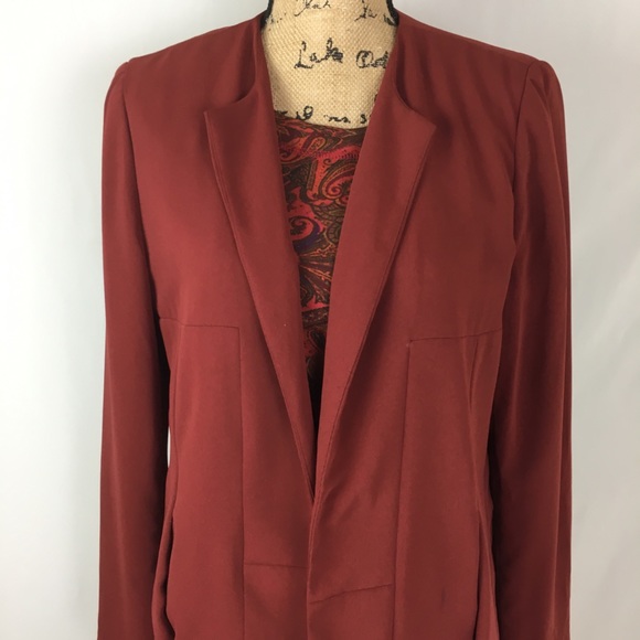 Forever 21 Rust Red Lined Blazer Sz L - Picture 2 of 8